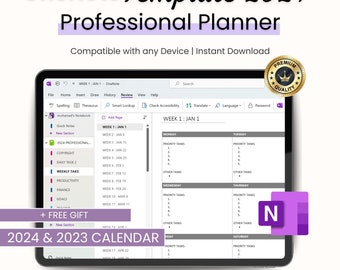 Onenote Template 2024, Onenote Templates, One Note Template, Onenote Template Akademisches Design, Onenote Template Notebook, Onenote Modern Template