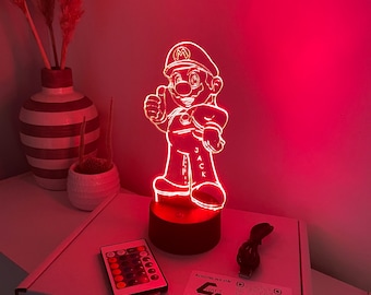 Supermario | Mario | Super Mario bros  |  kids | Gift | Led Night Light | kids room decor | presonalised  gift | 16 colours 3d desk light