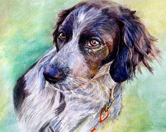 Retrato de mascota en acuarela pintado a mano, regalo conmemorativo personalizado.