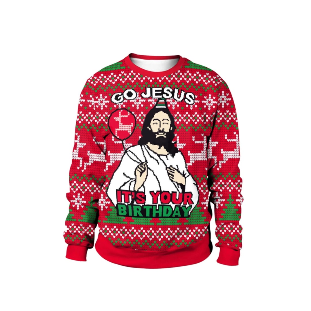 Jesus Happy Birthday Christmas Jumper Faithful Christian Etsy