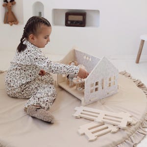Portable modern dollhouse. Small size dollhouse. Handmade dollhouse, Easter gift, dollhouse, nursery toys, miniature dollhouse,newborn gift