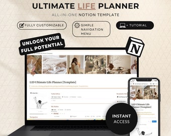 Life Planner Notion Template Planner All in One Template Notion Dashboard Ultimate Notion Calendar ADHD Personal Planner Minimal Aesthetic
