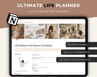 Notion Life Planner Template Planner All in One Template Notion Dashboard Ultimate Notion Calendar 2024 Personal Planner Minimal Aesthetic