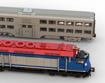 Instrucciones digitales SOLAMENTE, Metra EMD F40C y vagón binivel, modelo LEGO a escala 1:48