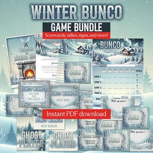 Winter Bunco Bundle | Printable Bunco Scorecards and Bunco Table Tallies for Winter Themed Bunco Parties - Bunco Table Cards - Bunco Rules