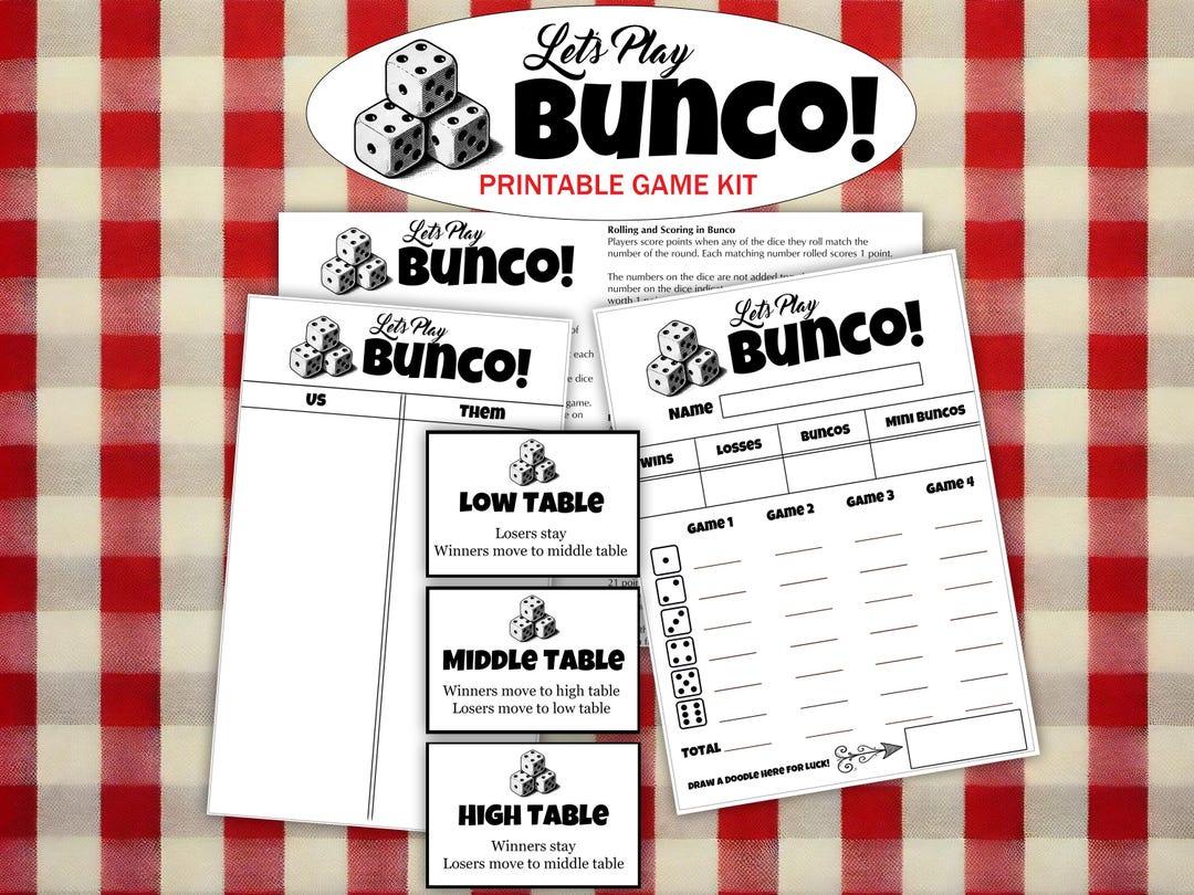 Let's Play Bunco! Printable Game Bundle | Bunco Score Sheets - Bunco ...