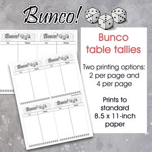 Simple Bunco Bundle Printable Bunco Score Sheets and Bunco Table ...