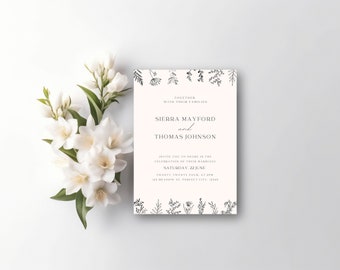 Digital Wedding Invitation - Botanical Garden Floral Theme - Personalised For You (no self-editing required)
