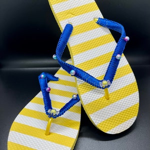 Yellow & Blue Candy Charm Flip Flops