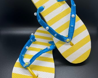 Yellow & Blue Candy Charm Flip Flops