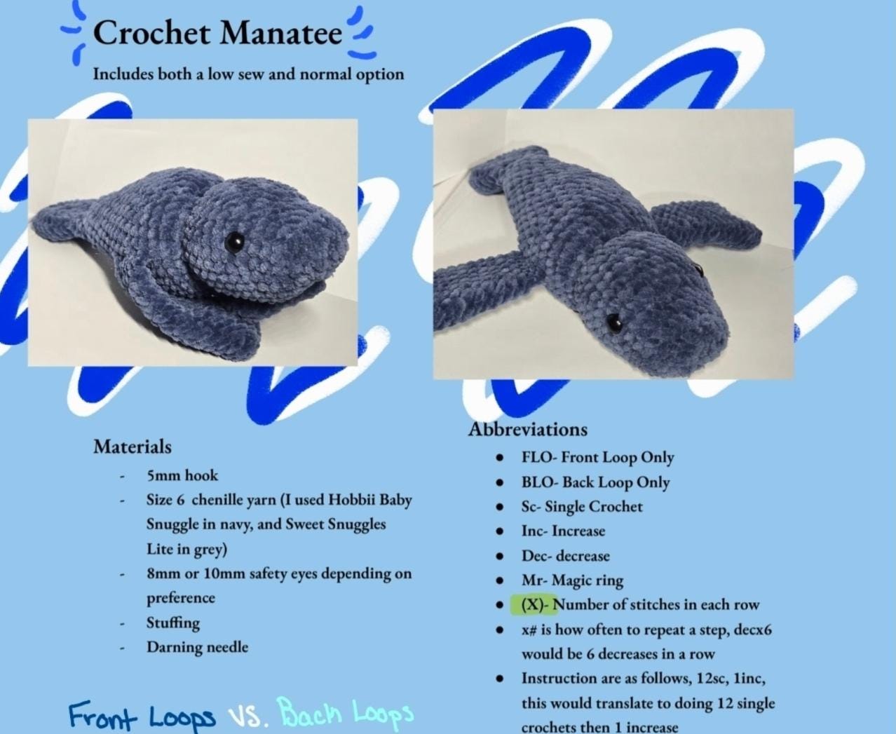 Beginner-to-Intermediate Manatee Crochet Pattern