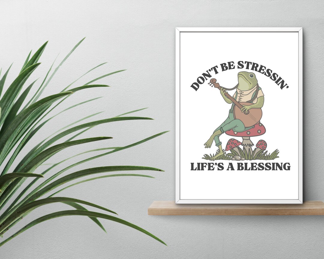 Dont Be Stress Digital Print Cartoon Graphic Wall Art for Home Office ...