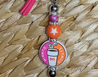 Handmade Donut Keychain: DD Inspired, Star Bead & Tassel