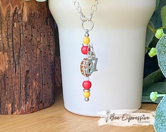 Football Beaded Tumbler Charm: Rhinestone Football, Custom Jersey Number