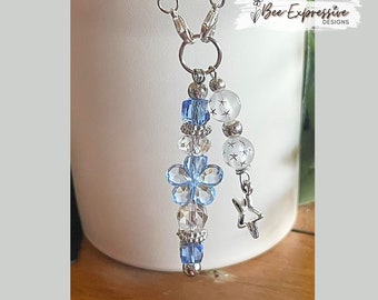 Handmade Tumbler Charm Chain: Acrylic Beads, Star Pendant