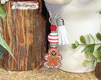 Gingerbread Christmas Charm Chain: Rhinestone & Tassel Stanley Accessory