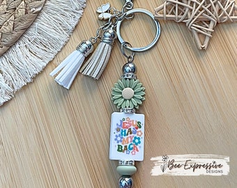 Handmade Inspirational Keychain: Butterfly Charm, Tassel Keyring