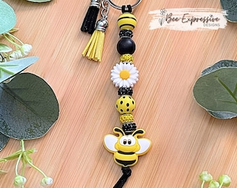 Bumblebee Keychain: Handmade Beaded Tassel Bag Charm