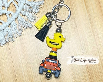 Custom 4x4 Off-Road Keychain: Silicone Bead, Toy Tire & Tassels