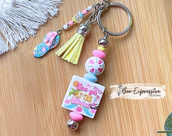Handmade Beaded Keychain: Summer Beach Flip Flop Tassel