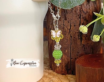 Daisy Flower Tumbler Charm: Acrylic Beads & Butterfly
