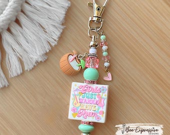 Handmade, summertime TROPICS, beaded keychain! Choose lobster or swivel clasp, silicone & acrylic beads, rhinestone spacers, coconut charm!