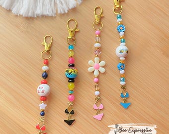Summertime, BIKINI CHARM, beaded charm chain! Gold or silver clasp, 1mm stretchy cord, acrylic & wood beads, beachy vibes, vacation bound!