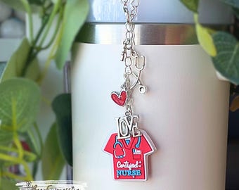Nurse Tumbler Charm: Stethoscope, Heart, & Love Charms