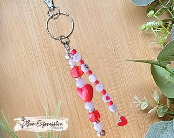 Handmade, Red, Love Keychain: Heart Charm, Tassel, Swivel Clasp
