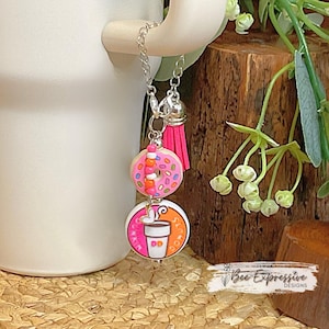 Handmade Donut Tumbler Charm: Silicone Bead, Beaded Tassel