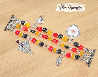 Handmade, Universal, KC Watch Band: Football Charms, Custom for Apple and Samsung Watches
