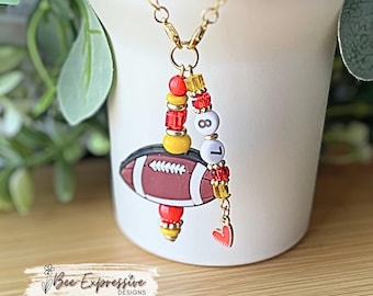 KC Chiefs Tumbler Charm: Handmade Beaded Chain with Jersey Number