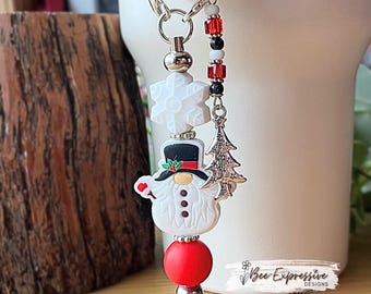 Winter Gnome Tumbler Charm: Snowflake & Christmas Tree Tassel