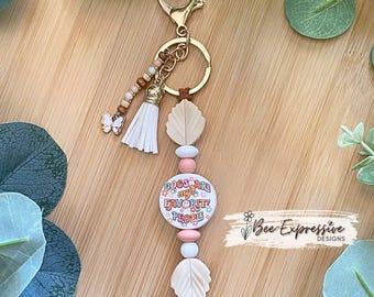 Handmade Beaded Keychain: "Dogs are my Favorite People" - Tassel & Butterfly Charm