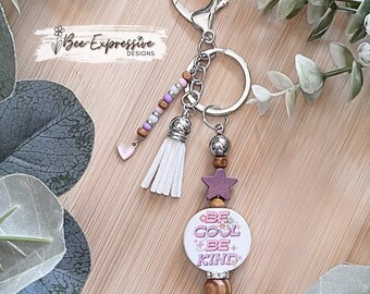 Handmade Beaded Keychain: Inspirational Charm, Purple Star, Tassel