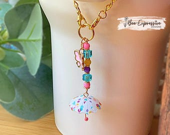 Beaded Stanley Tumbler Charm: Umbrella, Butterfly, Polka Dot Accessory