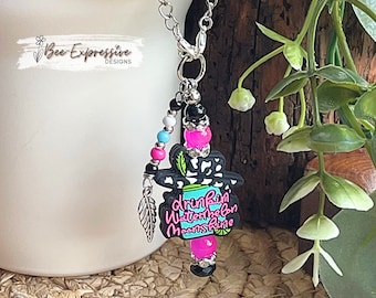 Watermelon Moonshine Tumbler Charm: Acrylic Beaded Tassel, Leaf Charm