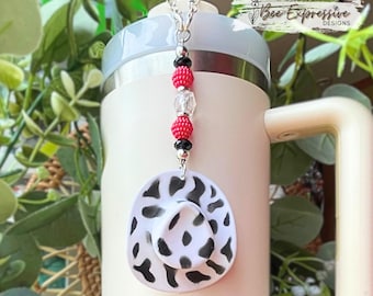 Beaded Tumbler Charm: Cowgirl Hat, Bayberry Beads, Stanley Cup Accessory