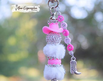 Handmade, Dolly, Keychain or Bag Accessory: Dolly Name Tassel, Furry Beads, Boot Charm