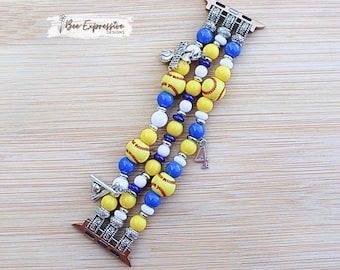 Handmade, Softball Watch Band: Universal, Apple, and Samsung Watches, Custom Jersey Number