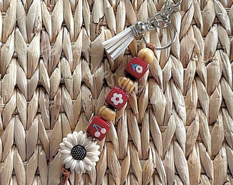 Wood beaded keychains
