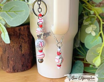 Custom Baseball Mom Keychain & Tumbler Chain: Jersey Number Charm