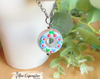 Acrylic Donut Tumbler Charm: Handmade Lobster Clasp Chain