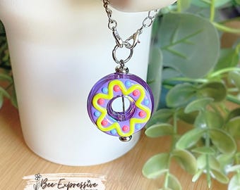 Acrylic Donut Tumbler Charm: Colorful Drinkware Accessory