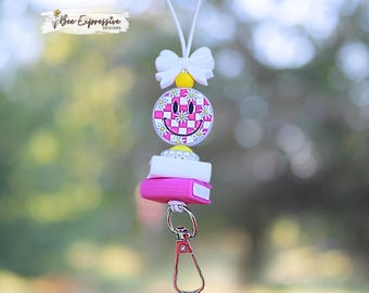 Handmade, Smiley Face Book Bead Lanyard, Teacher Student Accessory, Breakaway Clasp (19" Long)