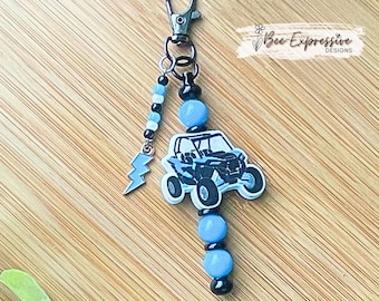 Handmade ATV Keychain: Beaded Tassel with Lightning Bolt Charm