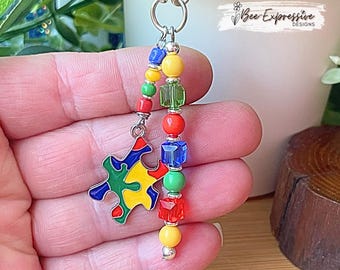 Autism Awareness Beaded Tumbler Charm for Stanley - Handmade