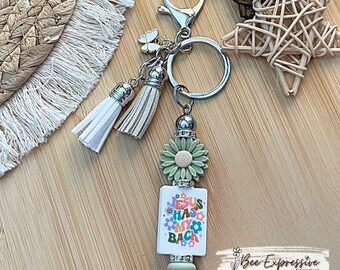 Handmade Inspirational Keychain: Butterfly Charm, Tassel Keyring