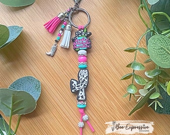 Handmade Watermelon Moonshine Keychain: Beaded Tassel, Boot Charm