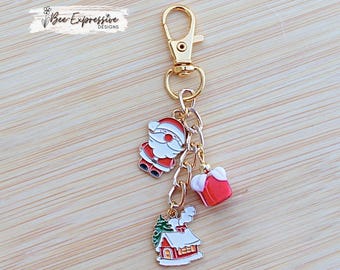 Handmade, Christmas, Charm Chain: Santa, House, Acrylic Present, Charms